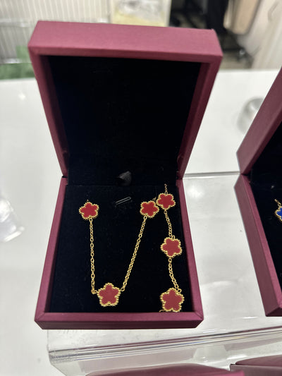 Coffret fleur bordeau [ collier + bracelet ]