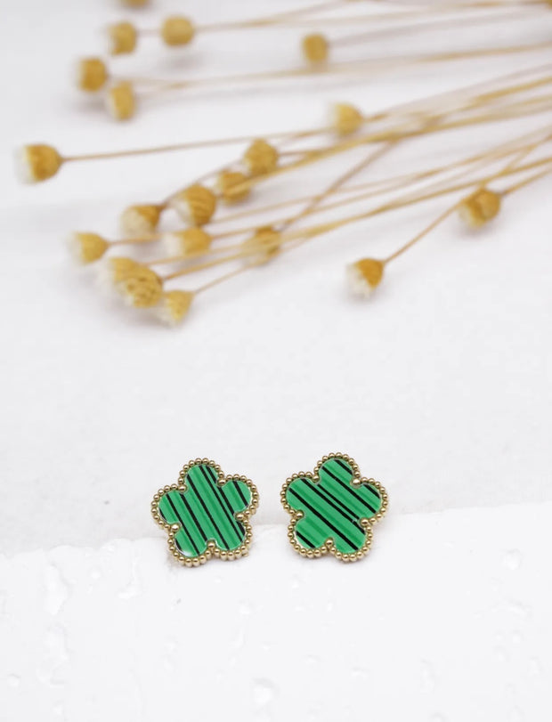 Boucle d’oreille Carla [ vert / dorée ]