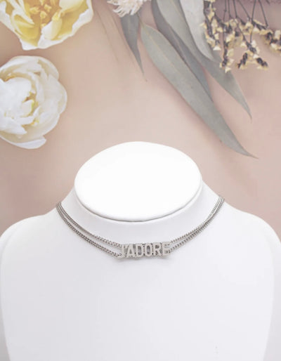 Collier doublé J’ADORE [ argenté ]